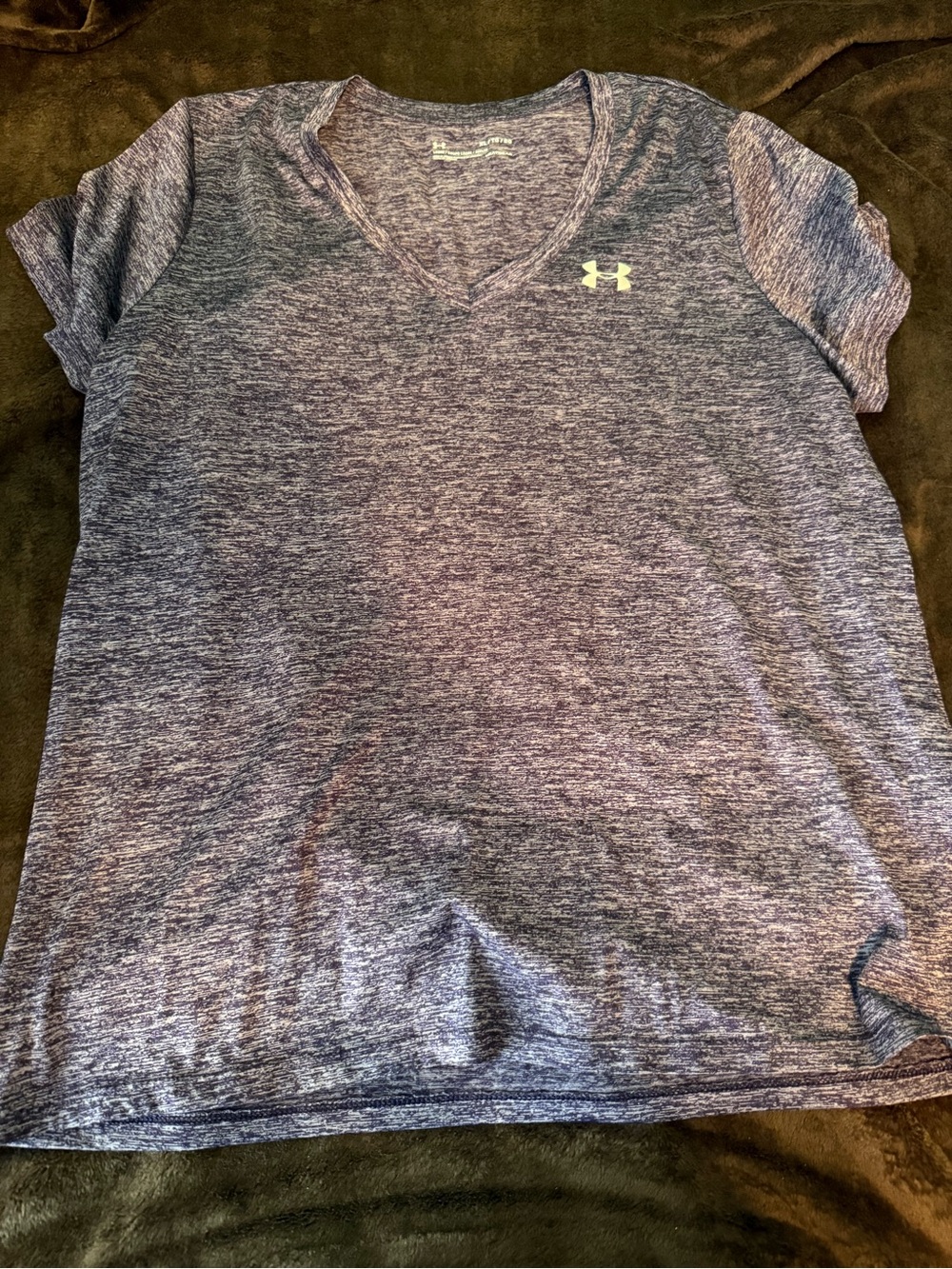 Under Armour Purple Heathered V-Neck Short Sleeve Performance Tee